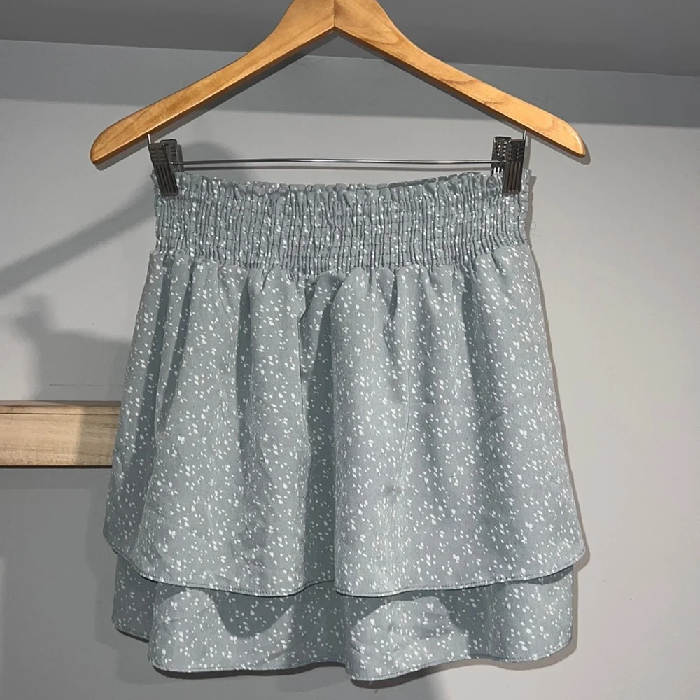Blue‎ and white skater skirt high rise